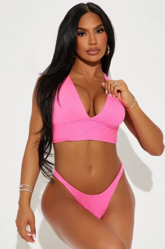 Amani Textured 2 Piece Bikini - Hot Pink sold by Fashion Nova