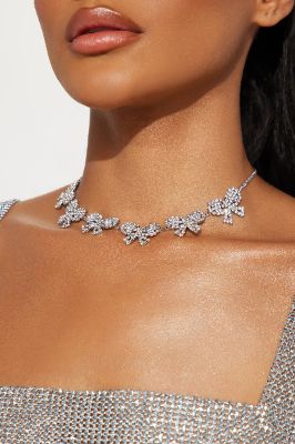 Best Present Rhinestone Choker - Silver sold by Fashion Nova