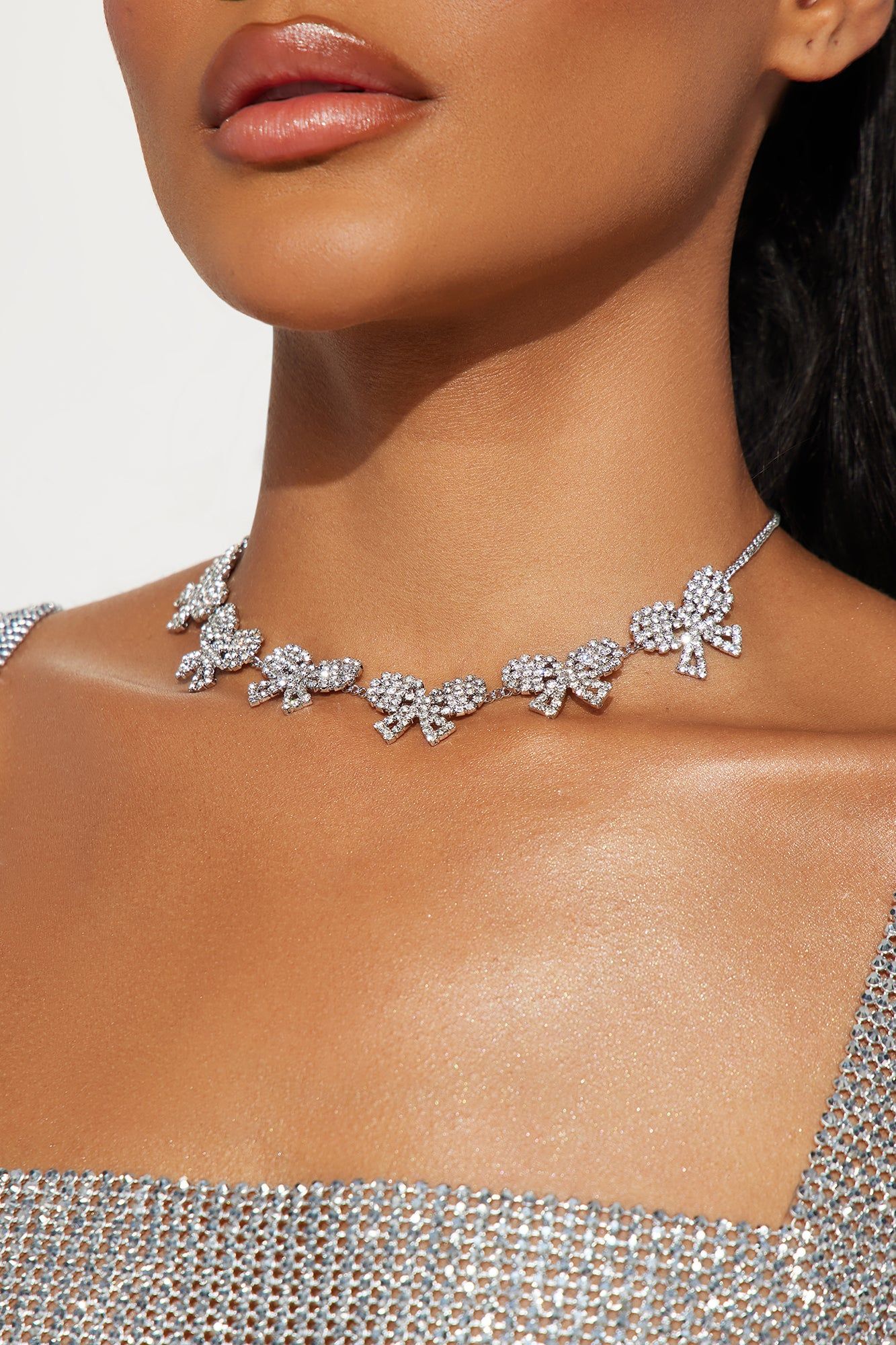Best Present Rhinestone Choker - Silver sold by Fashion Nova