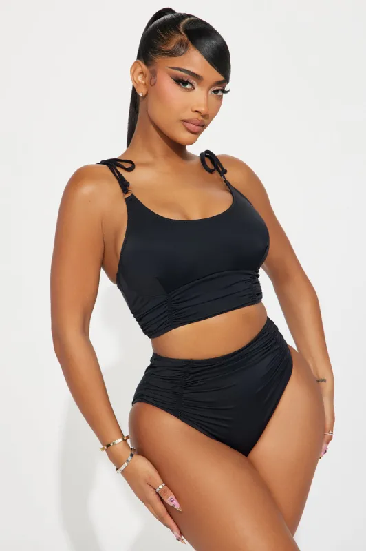 Sandy Castles Ruched 2 Piece Bikini - Black sold by Fashion Nova