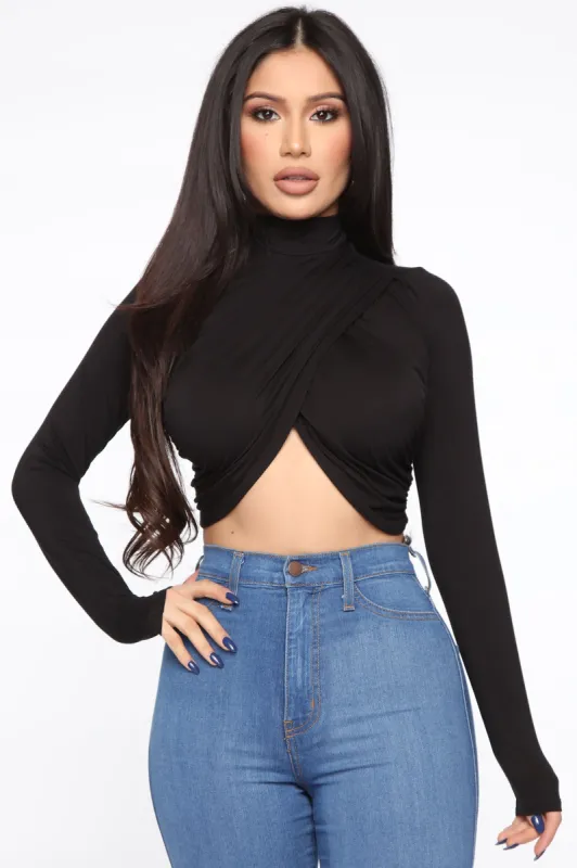 Keep Me Interested Cropped Top - Black sold by Fashion Nova