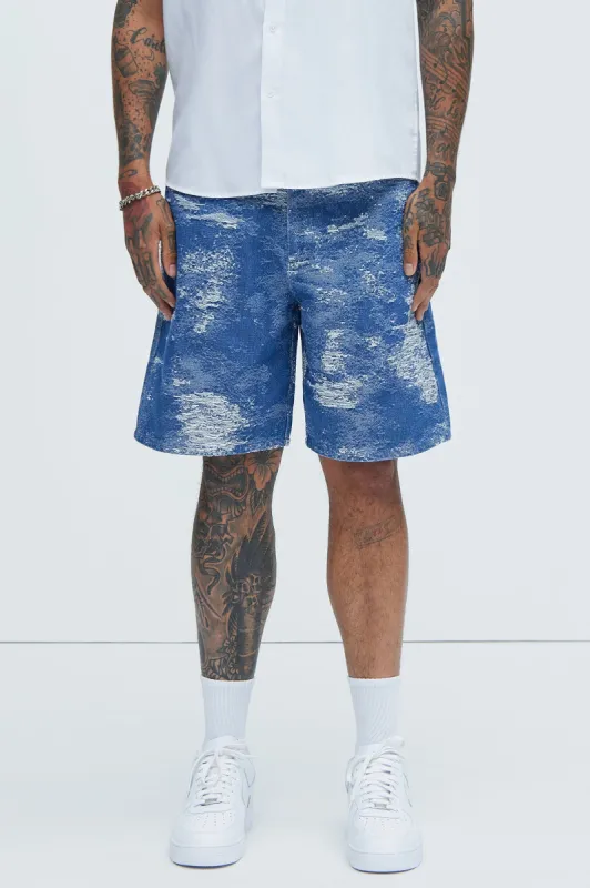 Cloud 9 Textured Relaxed Shorts - Light Blue sold by Fashion Nova