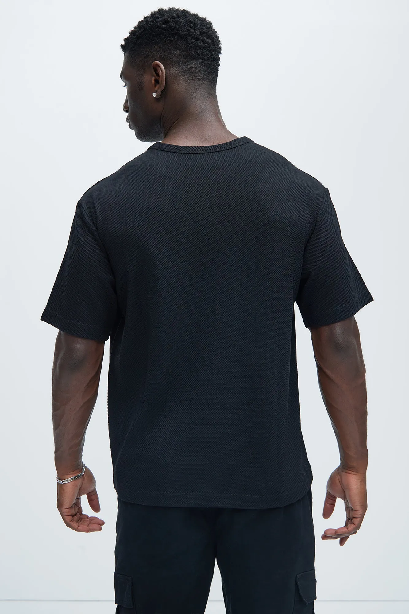 Kamryn Textured Relaxed Short Sleeve Tee - Black sold by Fashion Nova product image thumbnail 4
