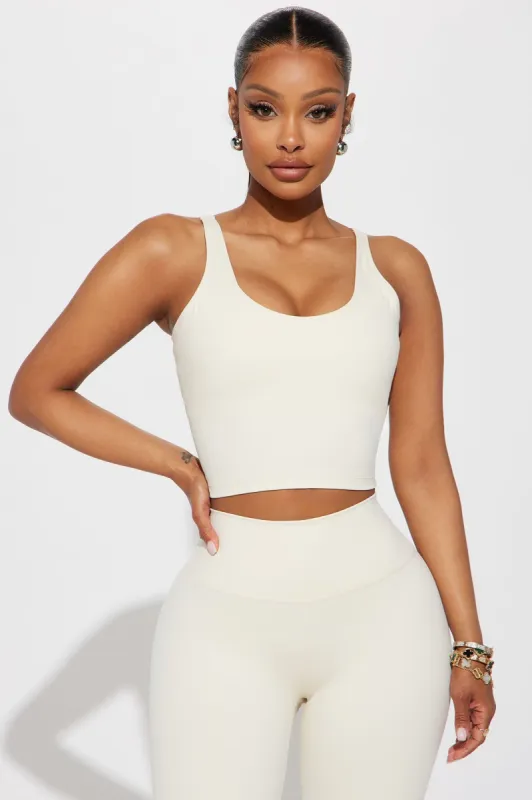 Get Right Active Top - Cream made by Fashion Nova