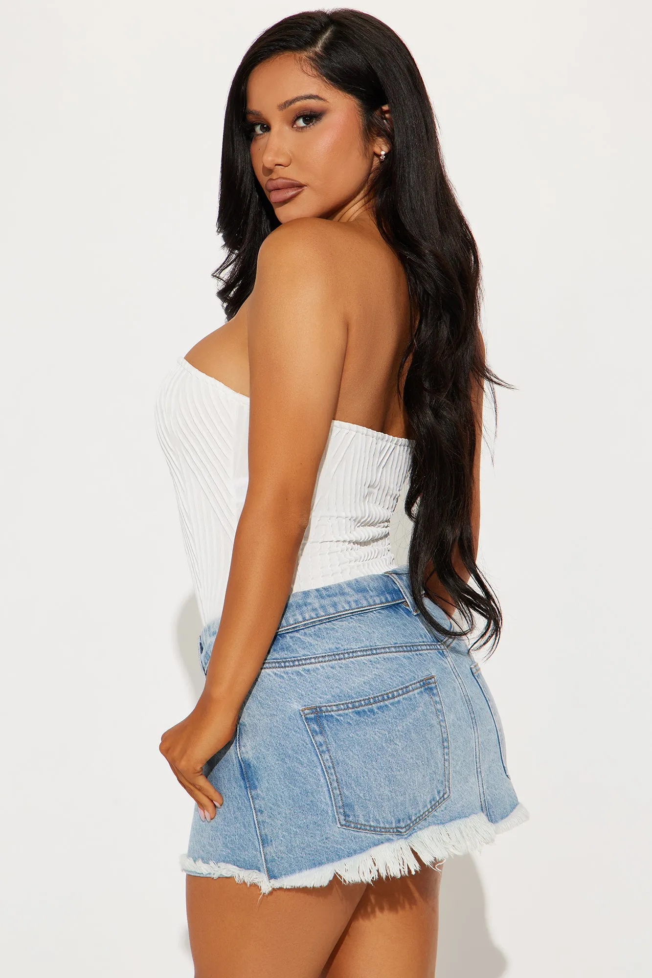 Joscelyn Textured Tube Bodysuit - White sold by Fashion Nova product image thumbnail 4