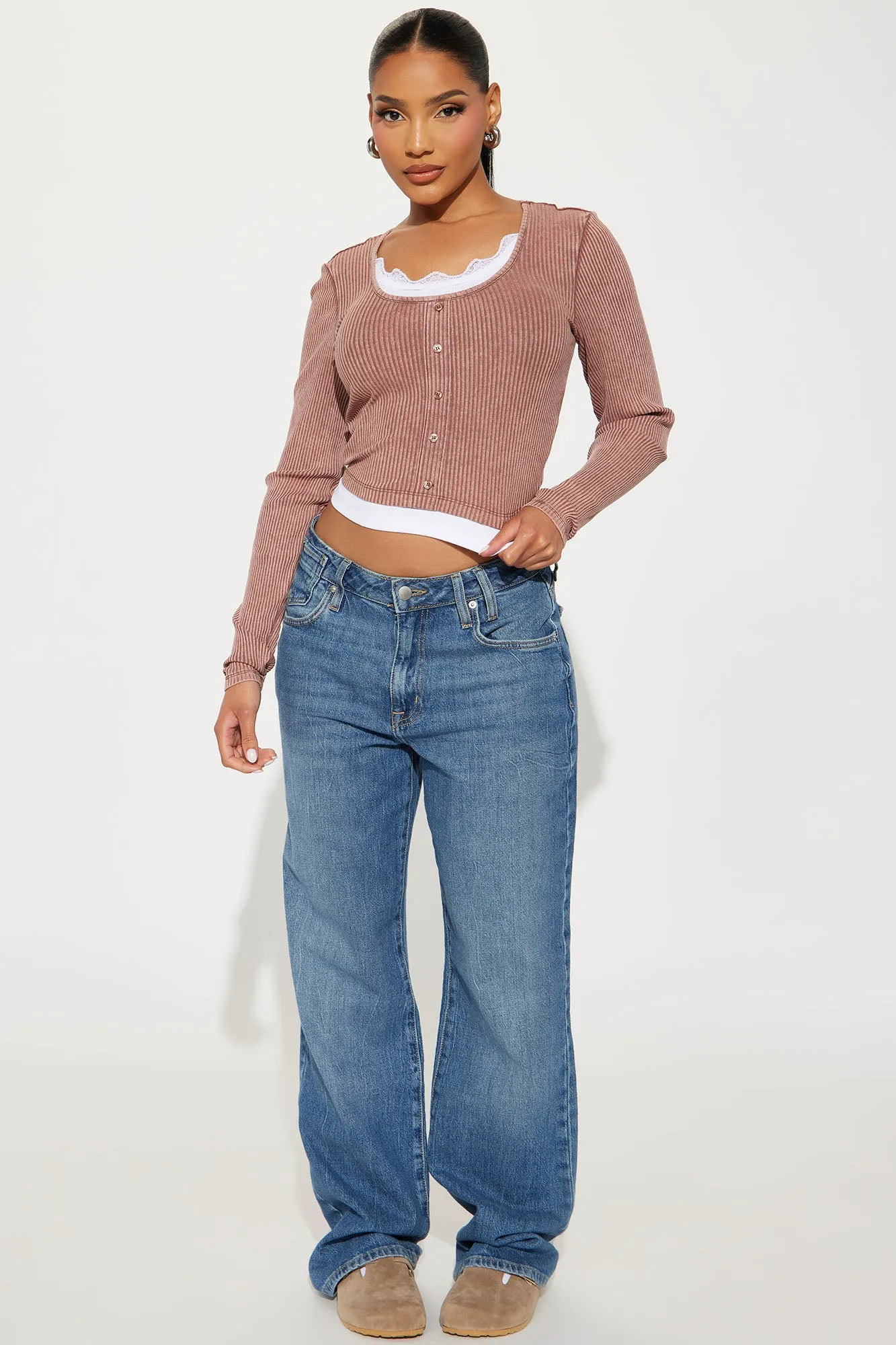 Serena Washed Long Sleeve Top - Mocha sold by Fashion Nova product image thumbnail 2