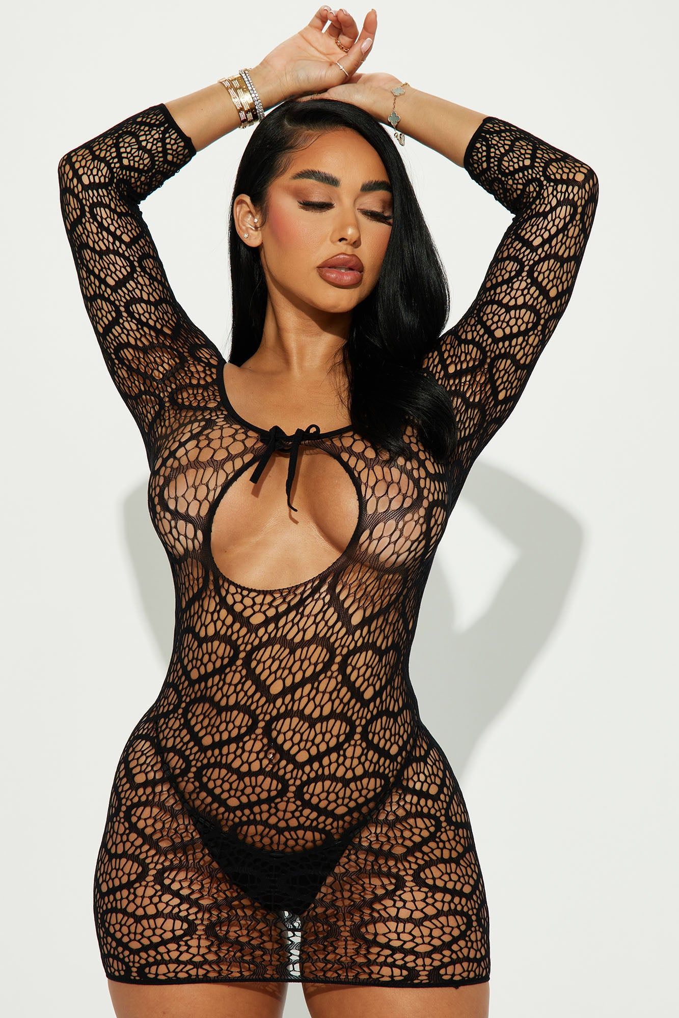 Tell Me You're Mine Bodystocking Dress - Black sold by Fashion Nova