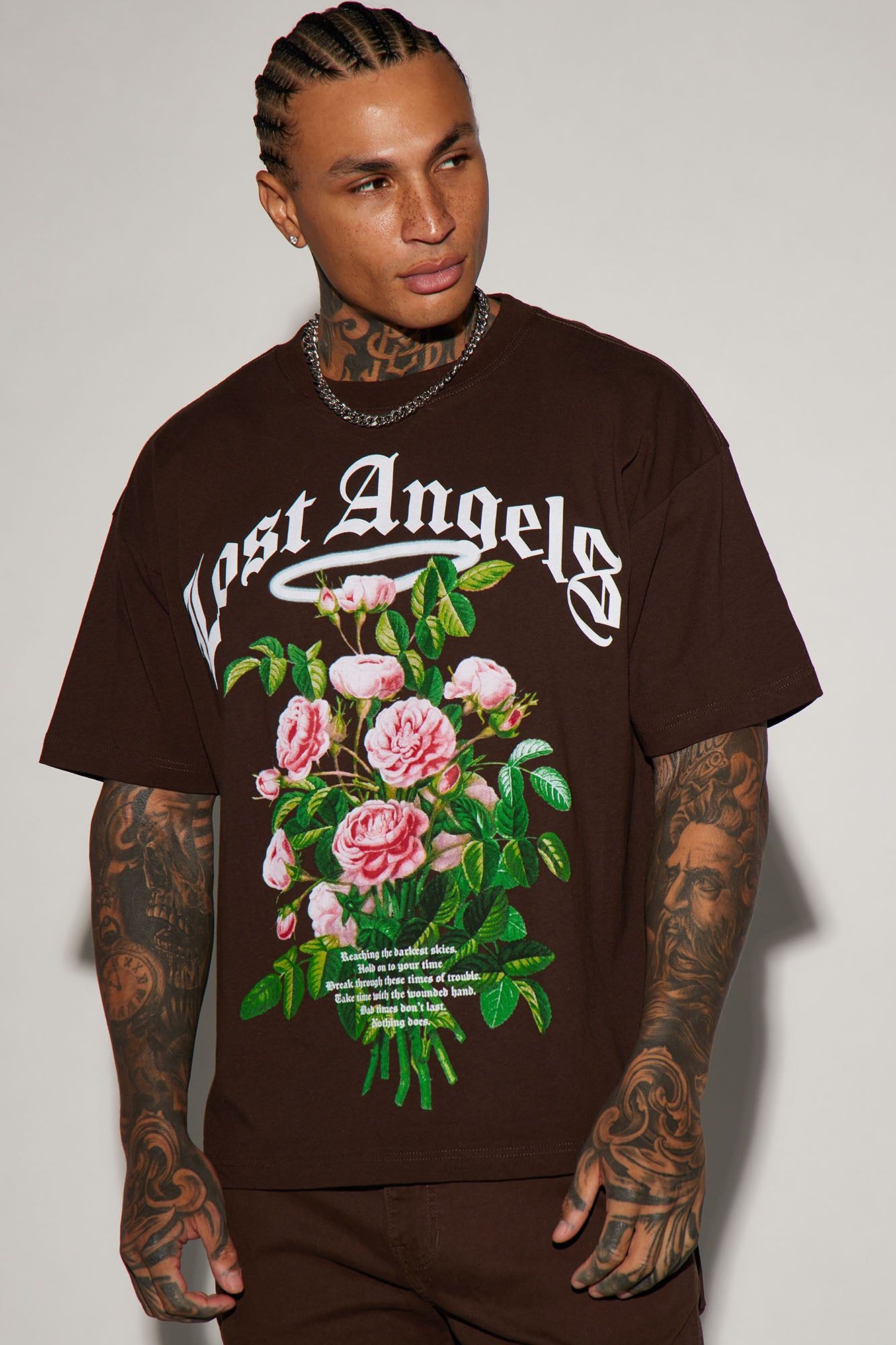 Lost Angels Short Sleeve Tee - Chocolate sold by Fashion Nova