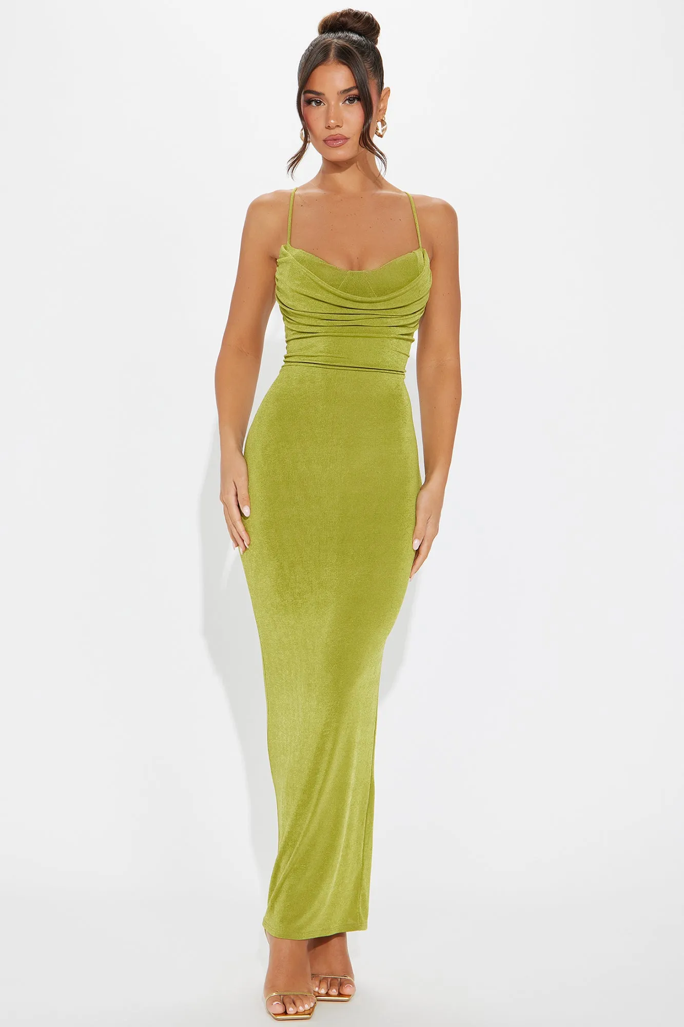 Rebecca Slinky Maxi Dress - Chartreuse sold by Fashion Nova