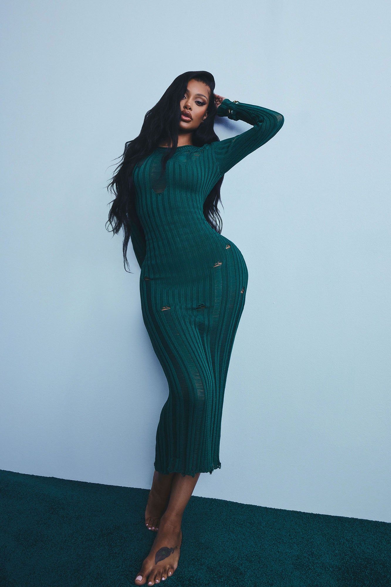 Alani Sweater Maxi Dress - Hunter sold by Fashion Nova