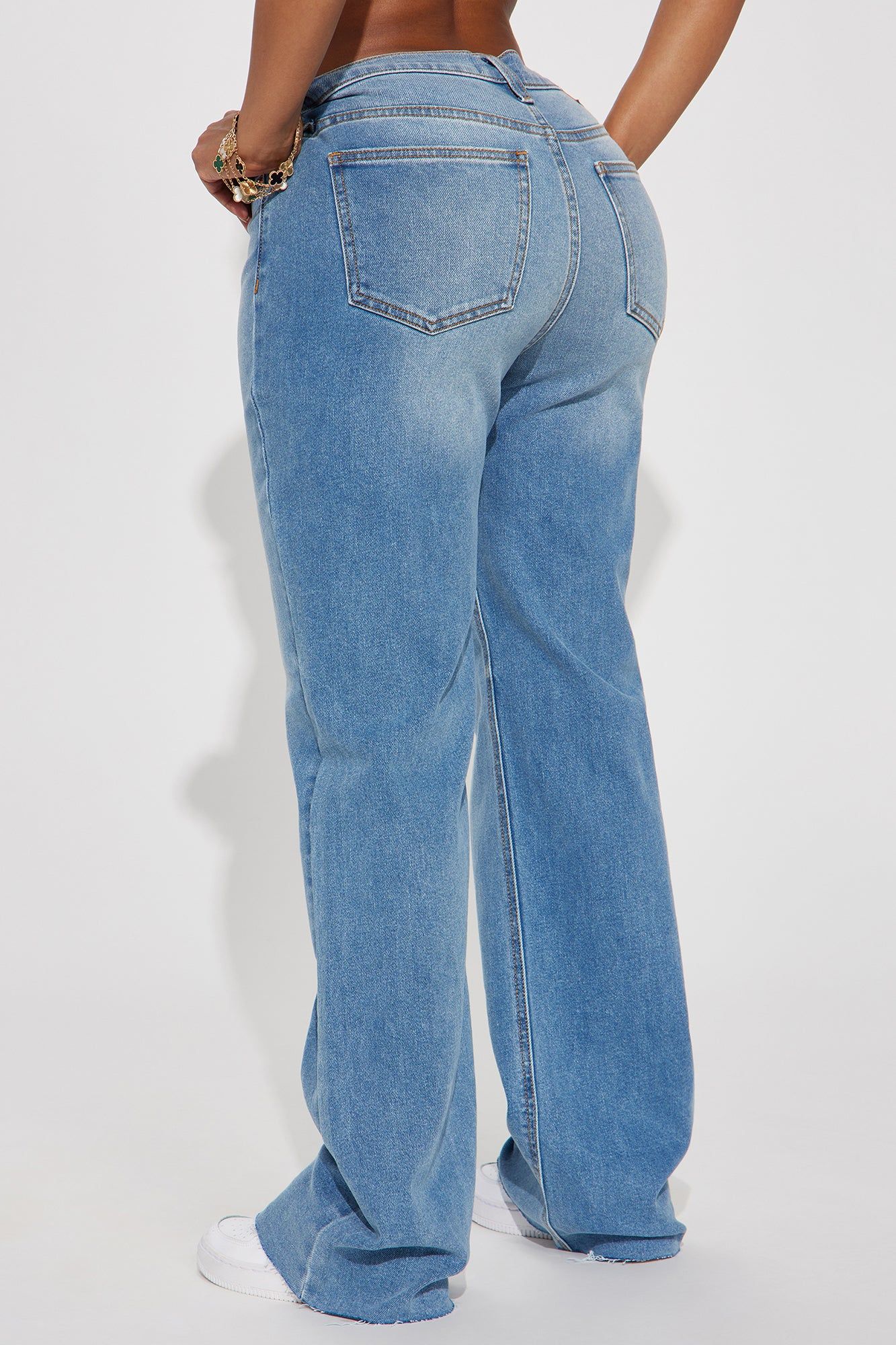 Just A Girl Stretch Straight Leg Jeans - Medium Wash sold by Fashion Nova product image thumbnail 3