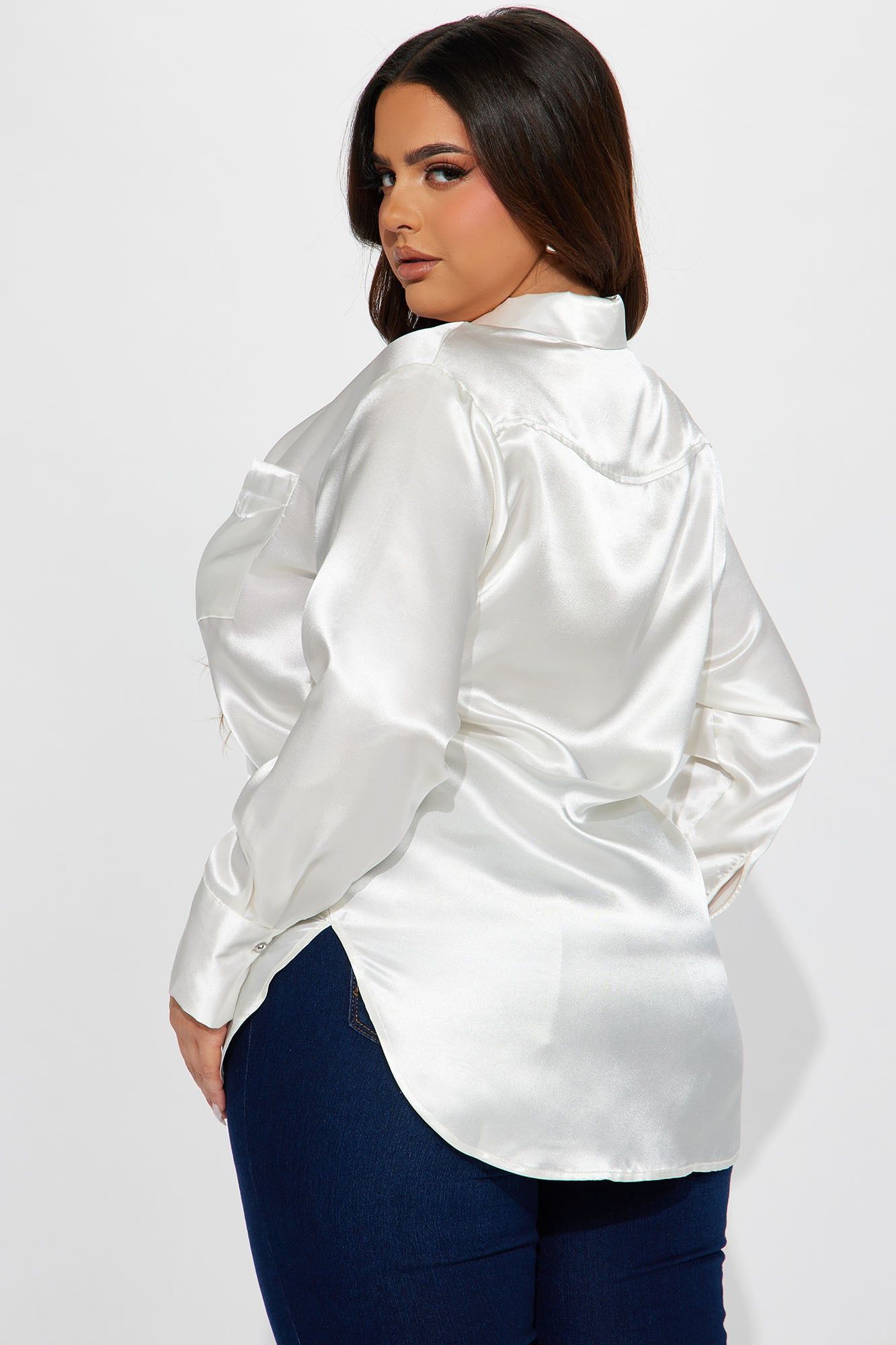Sedona Satin Shirt - Off White sold by Fashion Nova product image thumbnail 6