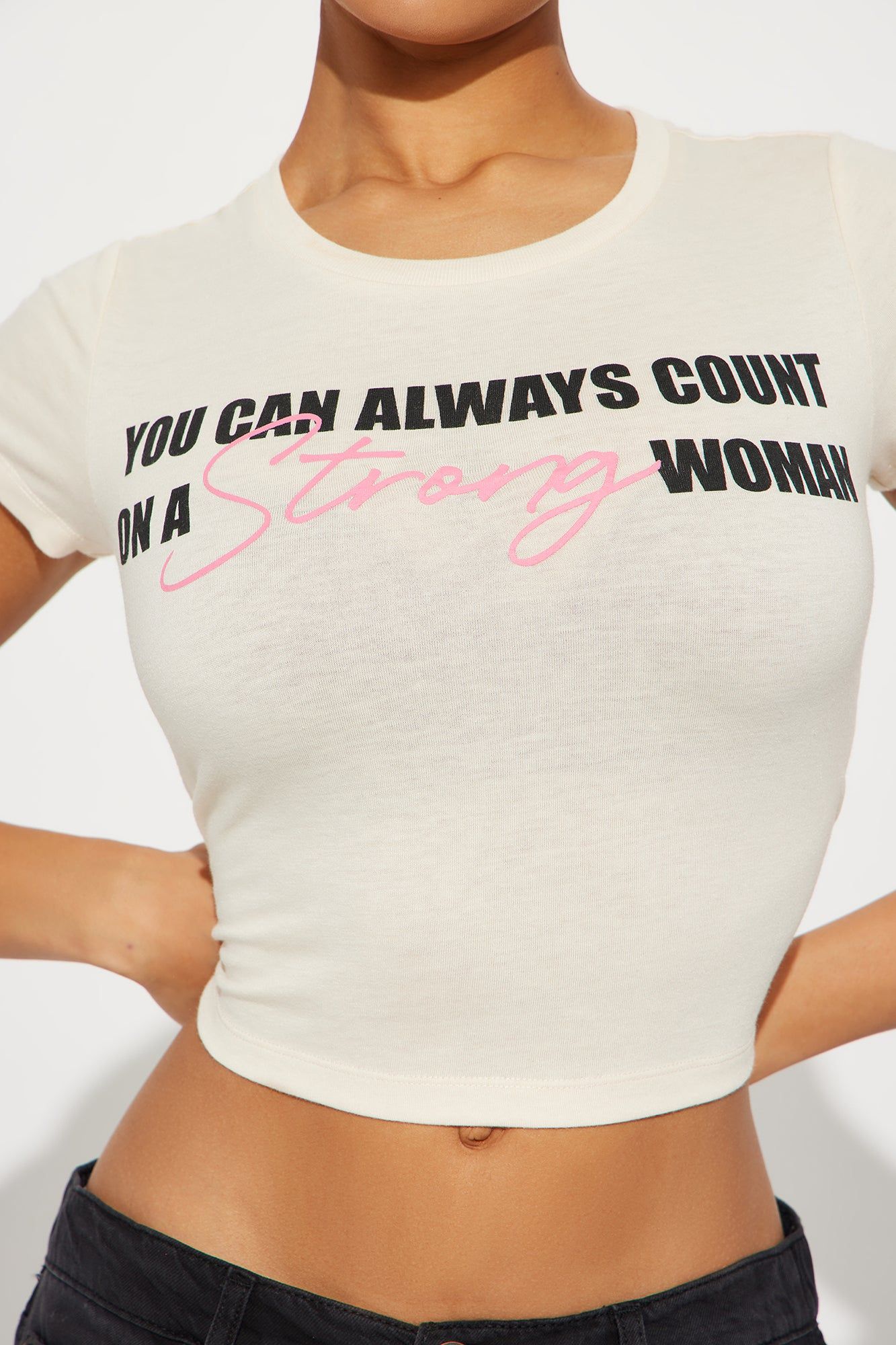 Strong Woman Fitted Tee - Natural/Combo sold by Fashion Nova product image thumbnail 3