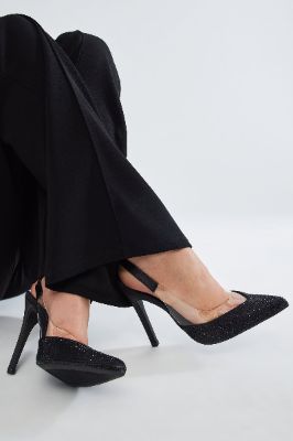 Everly Embellished Slingback Pumps - Black sold by Fashion Nova
