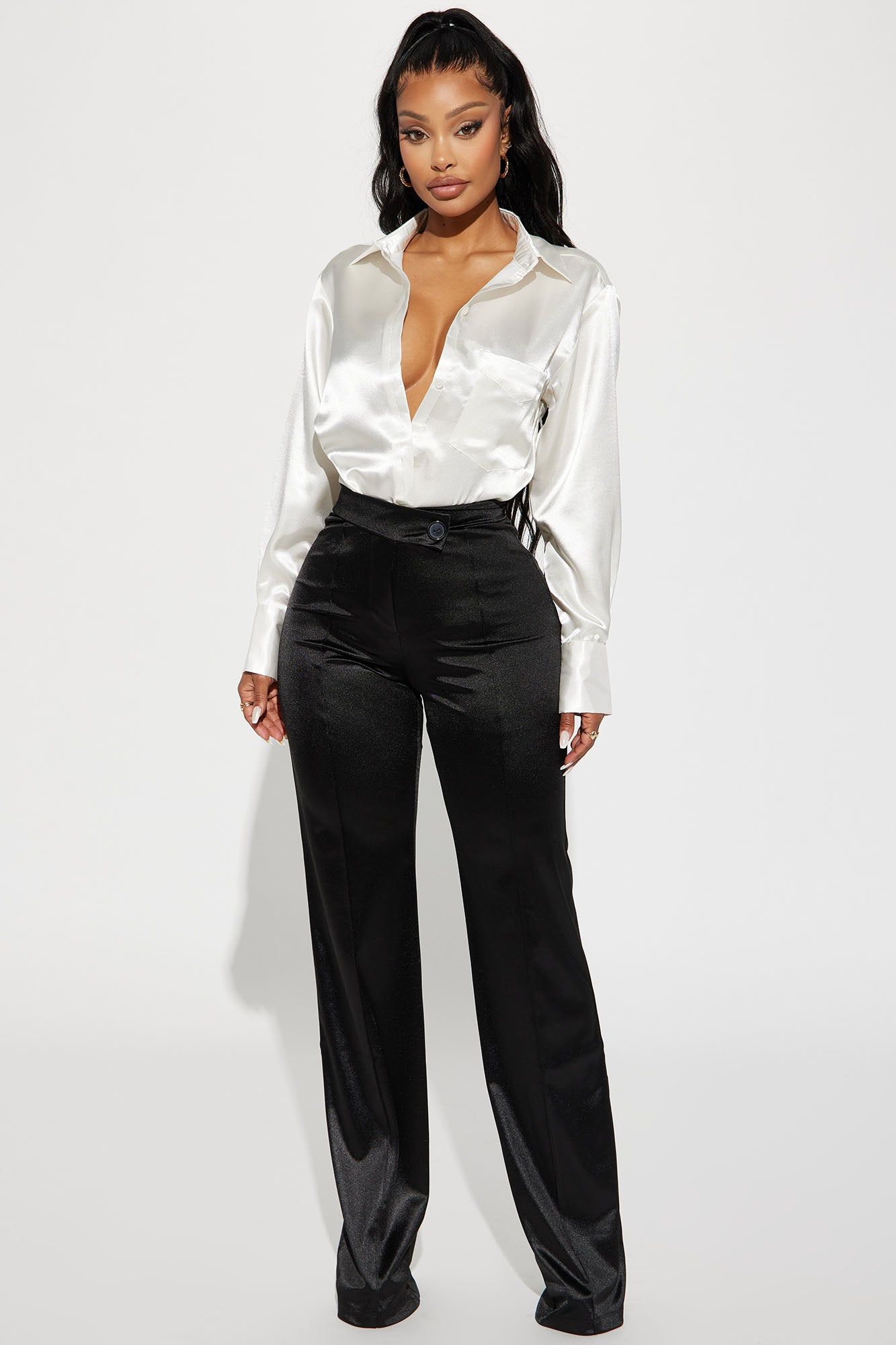 Sedona Satin Shirt - Off White sold by Fashion Nova product image thumbnail 2