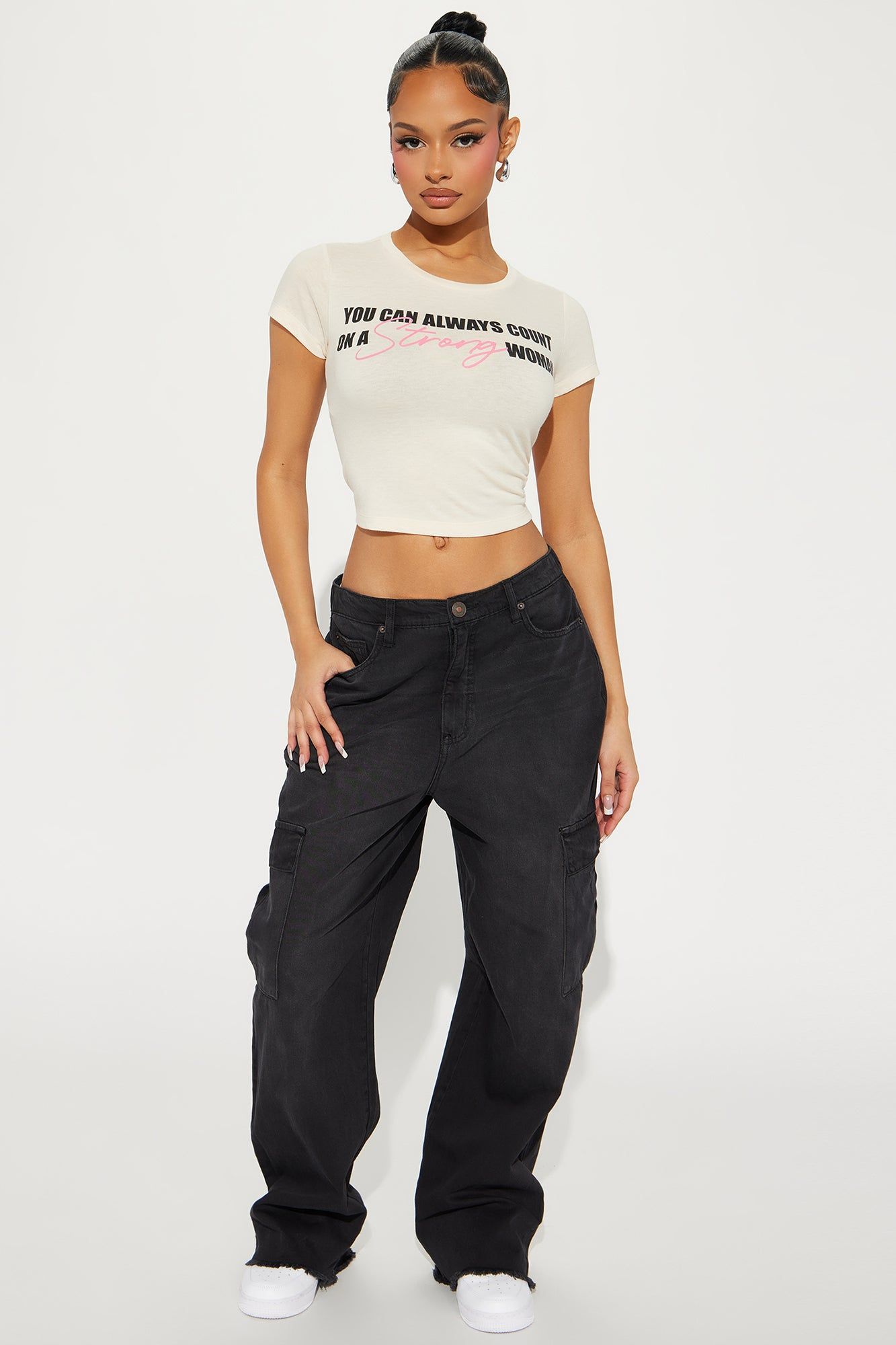 Strong Woman Fitted Tee - Natural/Combo sold by Fashion Nova product image thumbnail 2