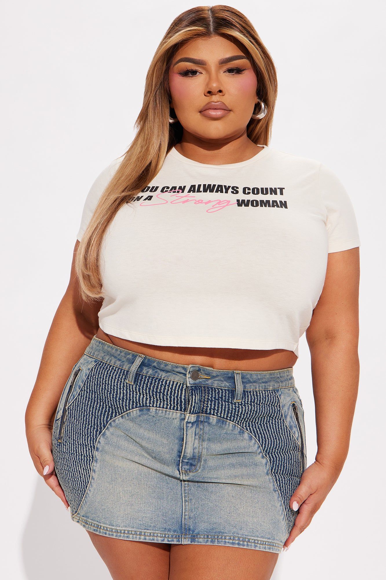 Strong Woman Fitted Tee - Natural/Combo sold by Fashion Nova product image thumbnail 5