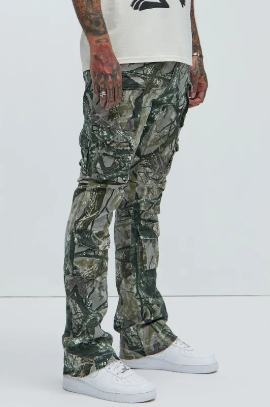 On Repeat Cargo Flare Pants - Green/combo sold by Fashion Nova