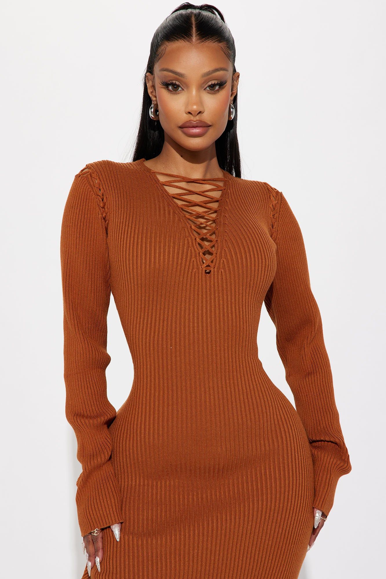 Sara Sweater Maxi Dress - Cognac sold by Fashion Nova product image thumbnail 2