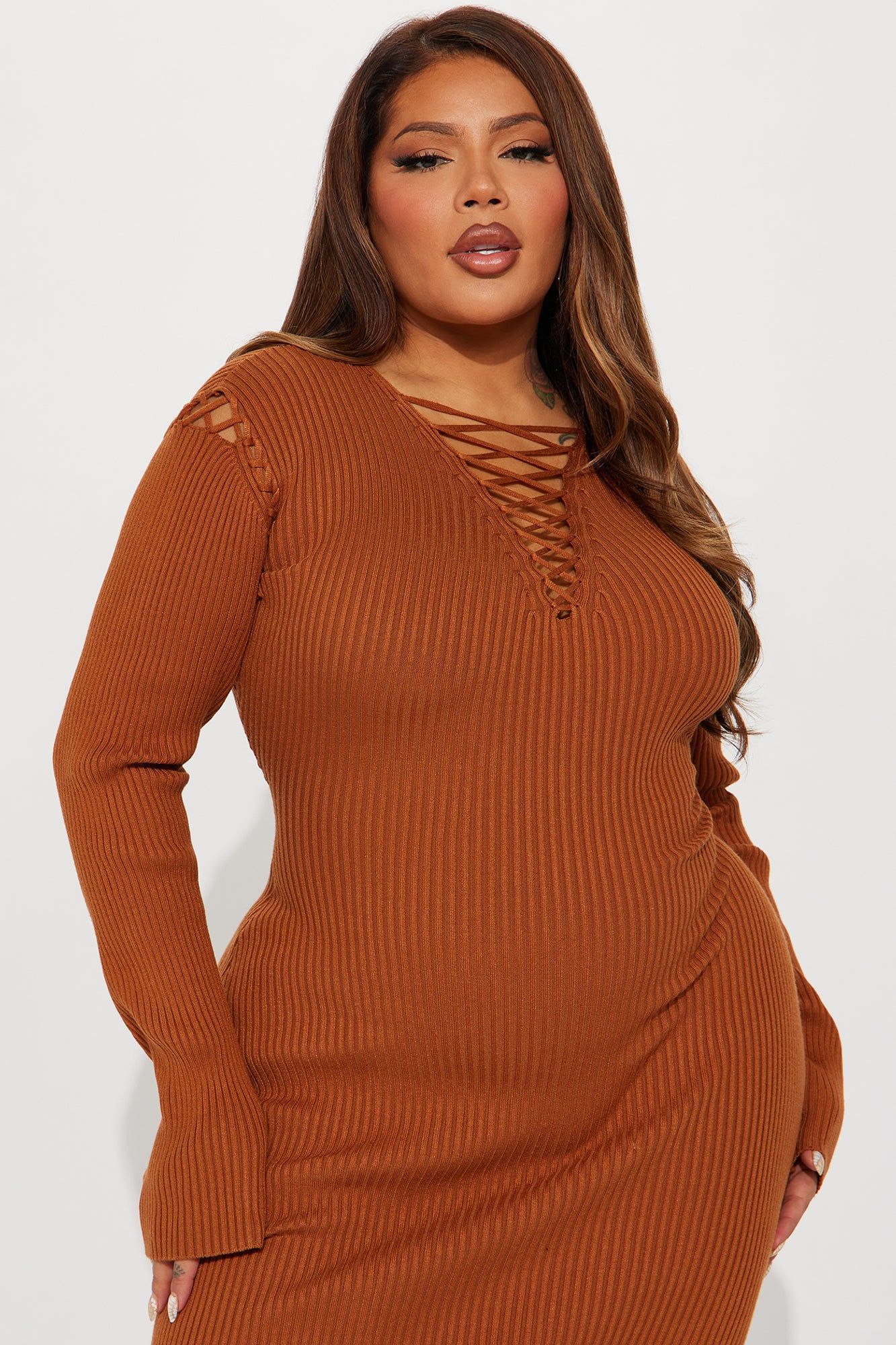 Sara Sweater Maxi Dress - Cognac sold by Fashion Nova product image thumbnail 5