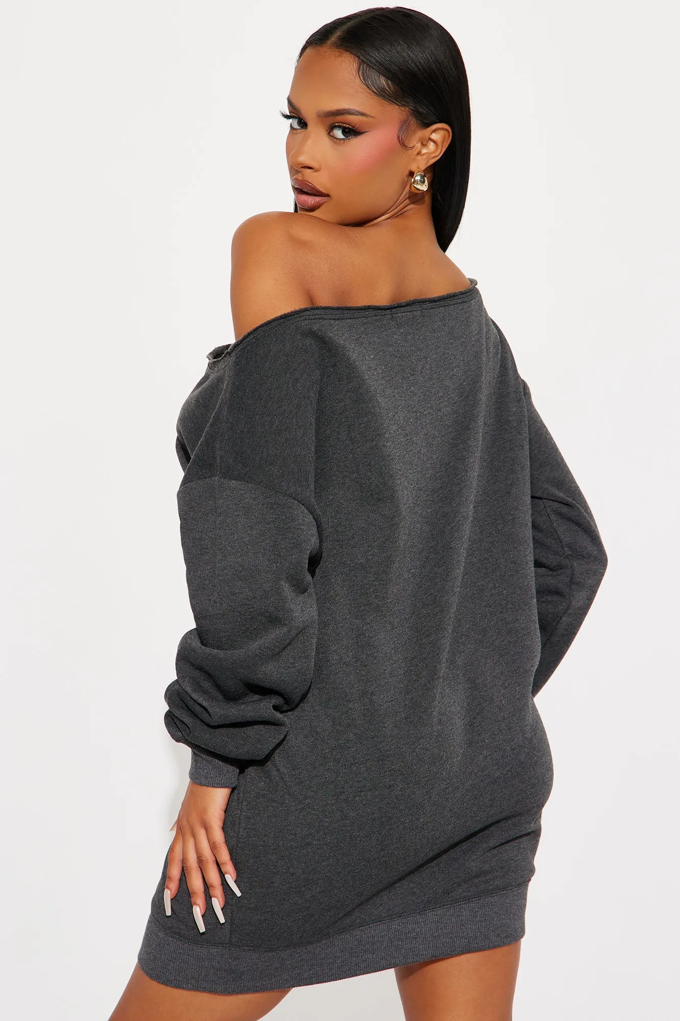 Lilou Sweater Mini Dress - Charcoal/combo sold by Fashion Nova product image thumbnail 4