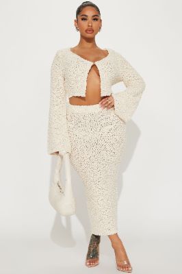 Shanelle Sweater Skirt Set - Ivory sold by Fashion Nova