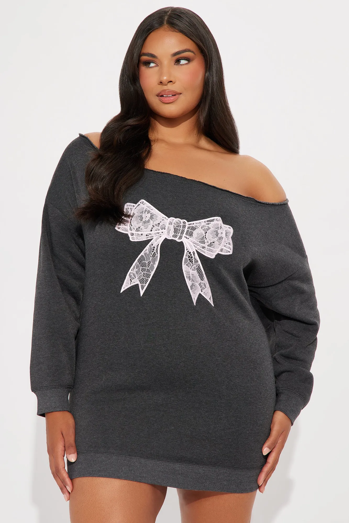 Lilou Sweater Mini Dress - Charcoal/combo sold by Fashion Nova product image thumbnail 5