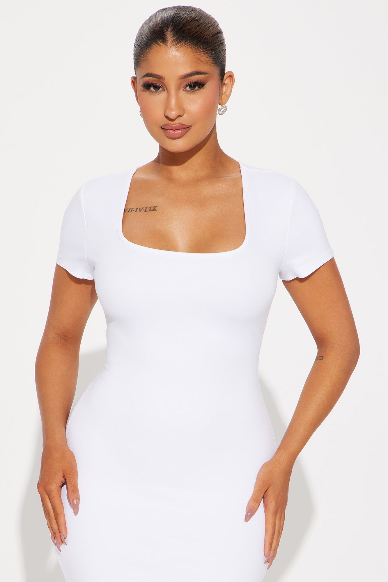 Giselle Short Sleeve Mini Dress - White sold by Fashion Nova product image thumbnail 2