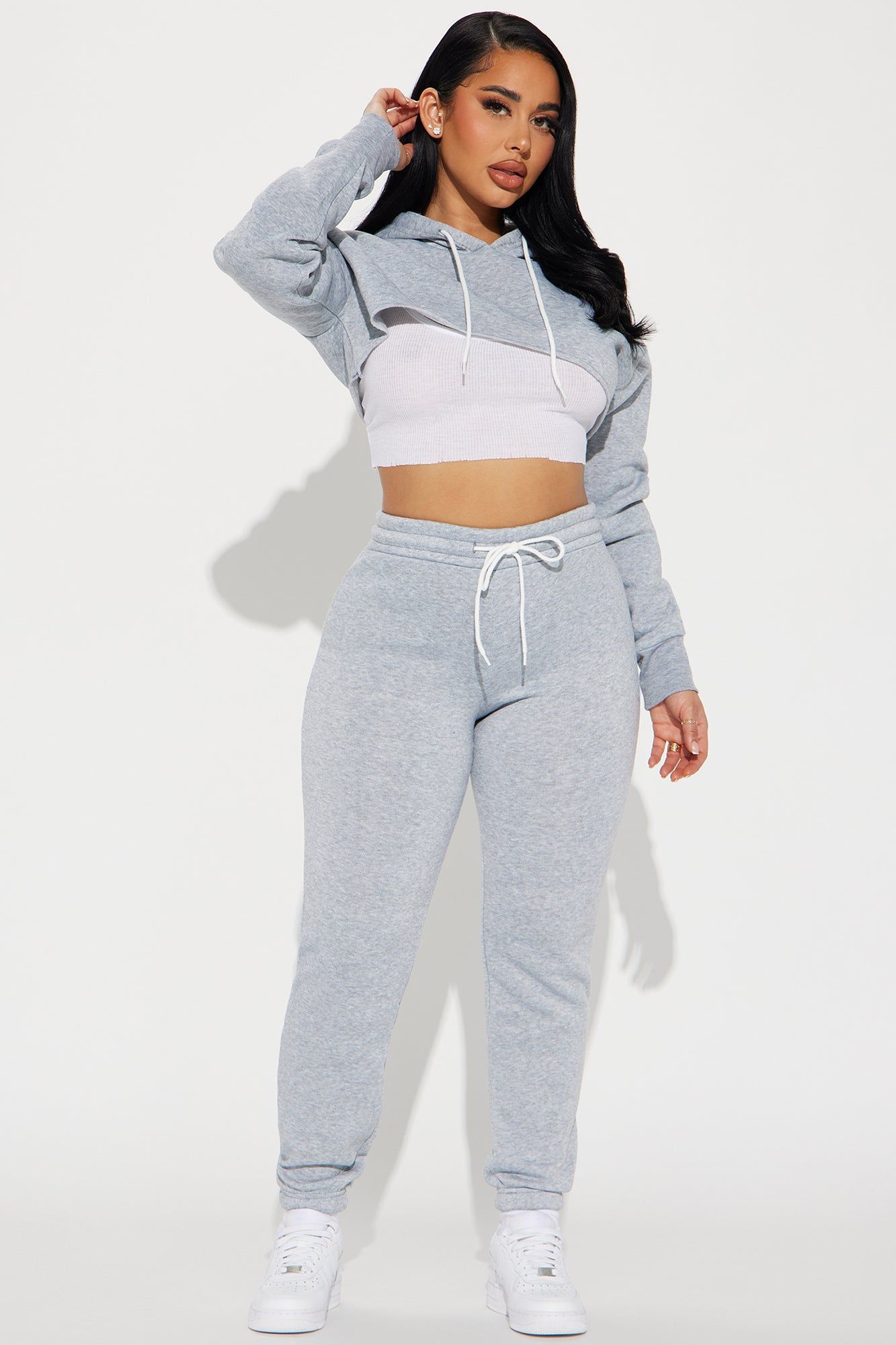 The Extra Mile Jogger Set - Heather Grey sold by Fashion Nova