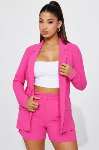 Kenna Blazer Short Set - Fuchsia sold by Fashion Nova
