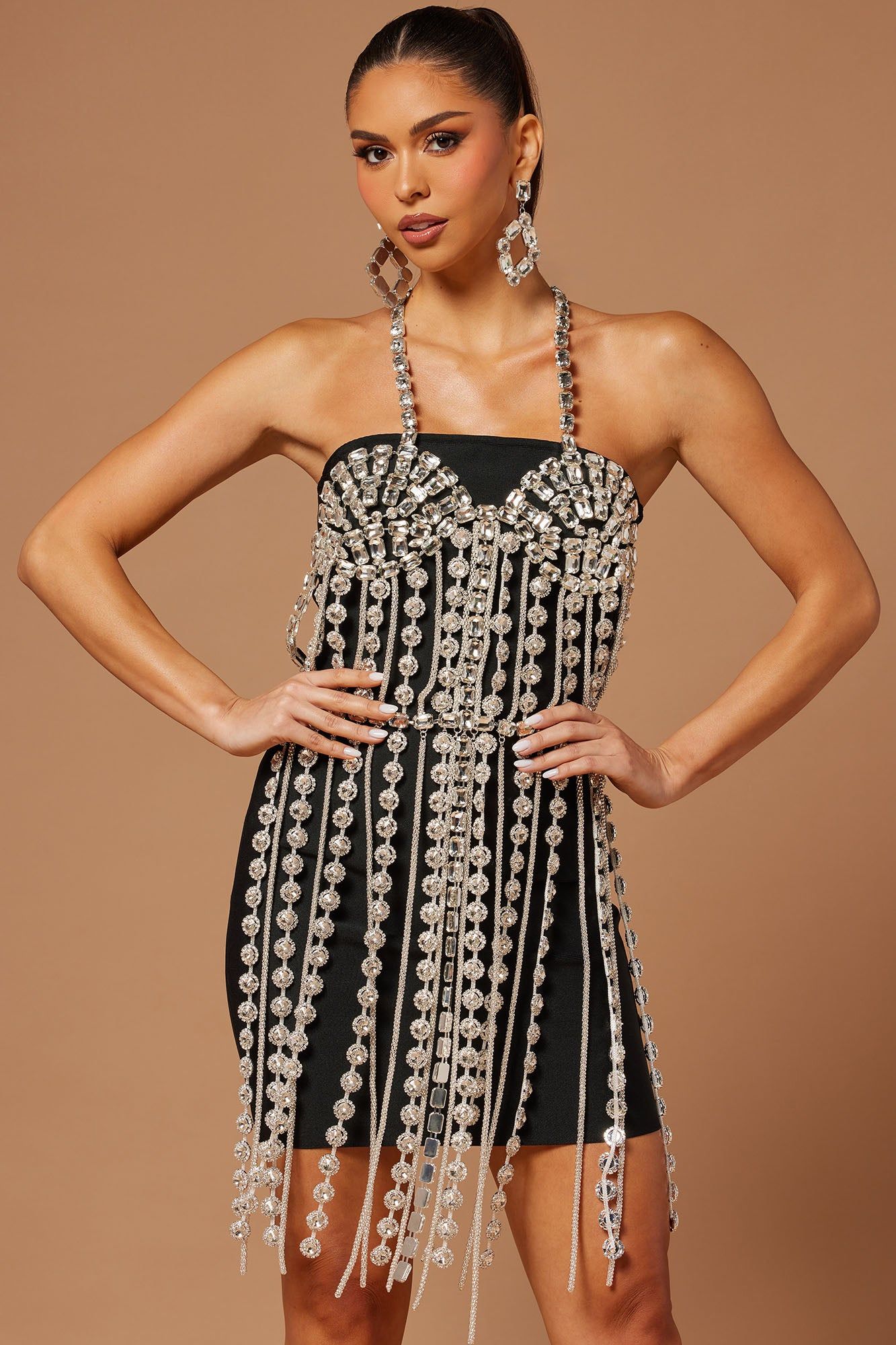 Ivana Embellished Rhinestone Top - Silver sold by Fashion Nova