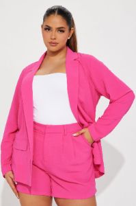 Kenna Blazer Short Set - Fuchsia sold by Fashion Nova