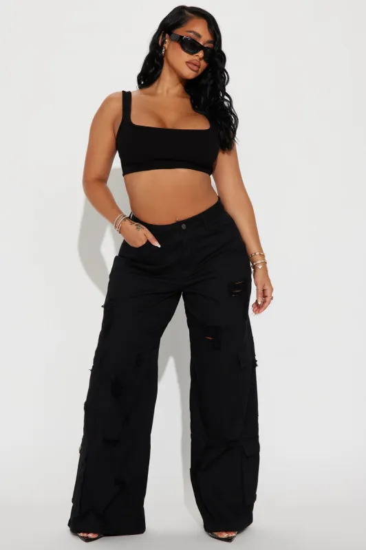 Camelia Wide Leg Cargo Pant - Black sold by Fashion Nova