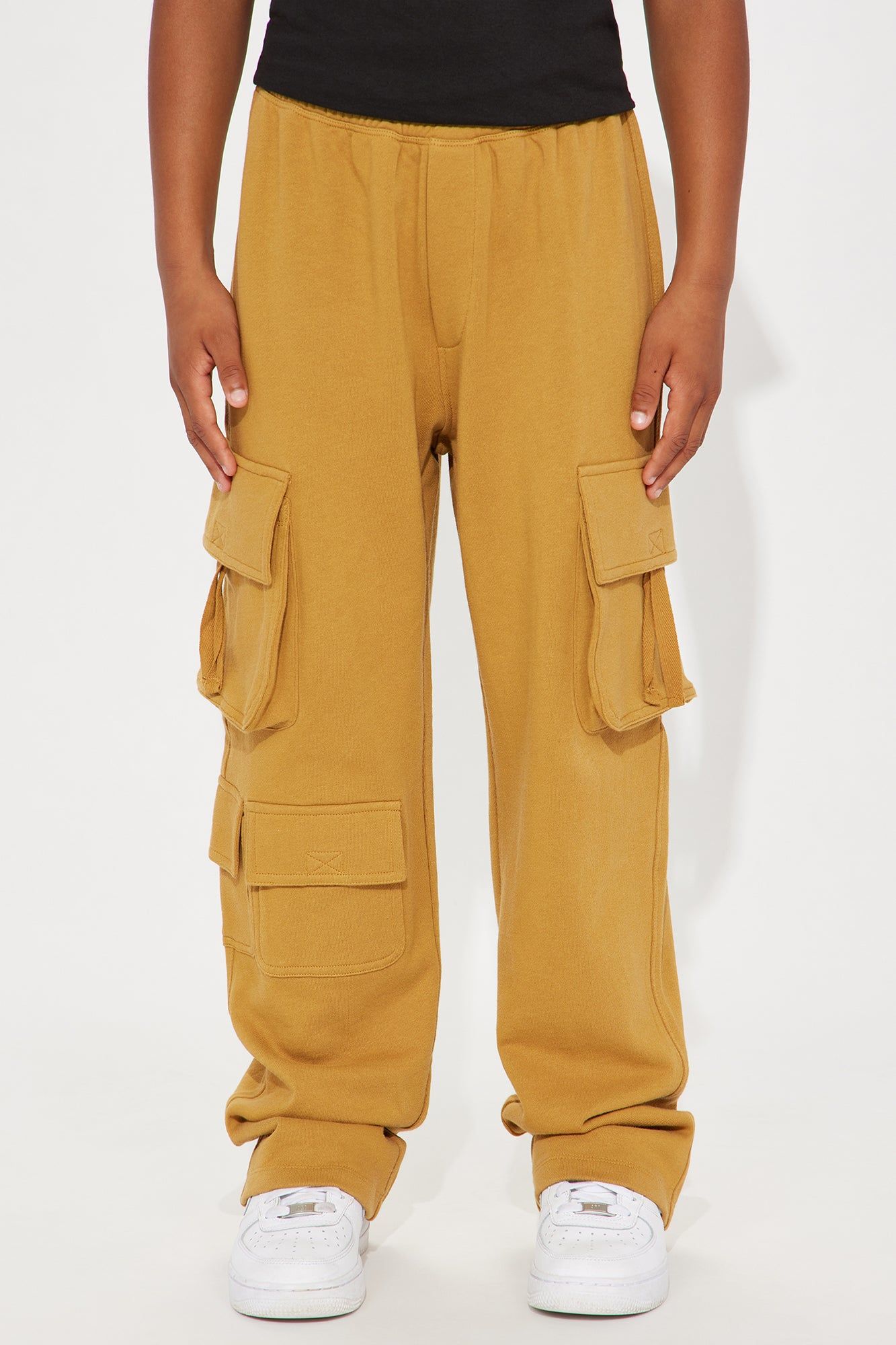 Mini Going For It French Terry Cargo Jogger Pants - Khaki sold by Fashion Nova