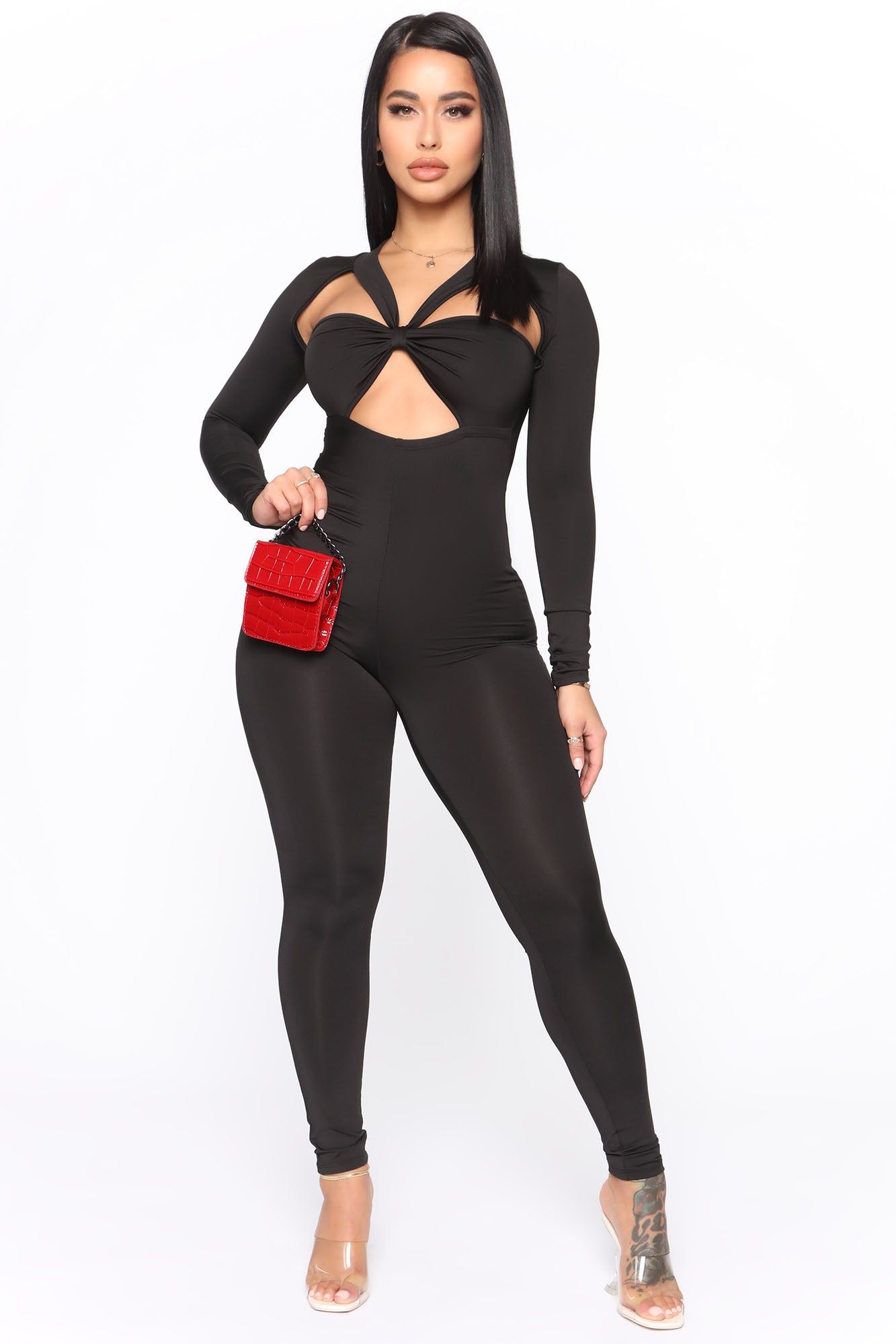 Cutting Him Out Jumpsuit - Black sold by Fashion Nova