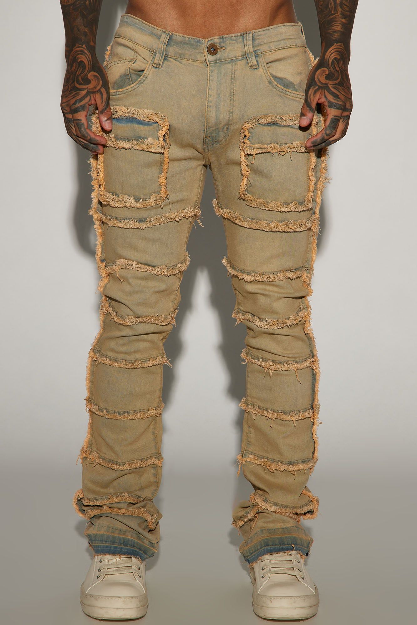 Square Pockets Fray Stacked Skinny Flare Jeans - Light Wash sold by Fashion Nova product image thumbnail 3