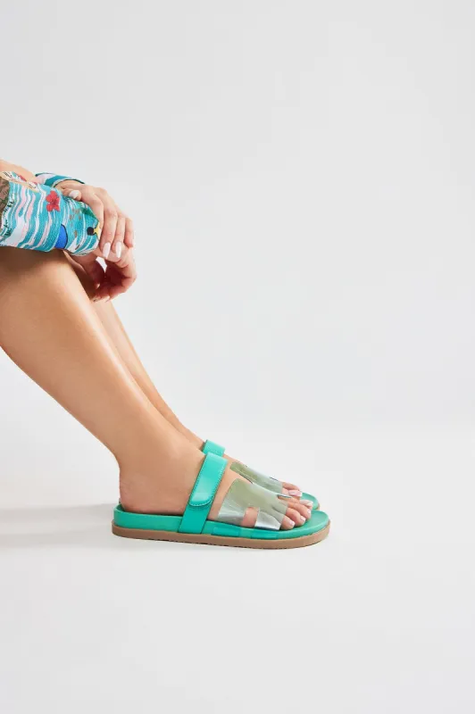 Ayana Clear Casual Slides - Teal sold by Fashion Nova