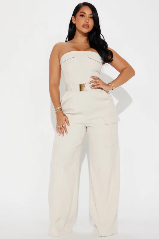 Just Your Style Jumpsuit  - Cream sold by Fashion Nova