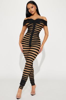 Navaeh Bandage Jumpsuit - Black/combo sold by Fashion Nova
