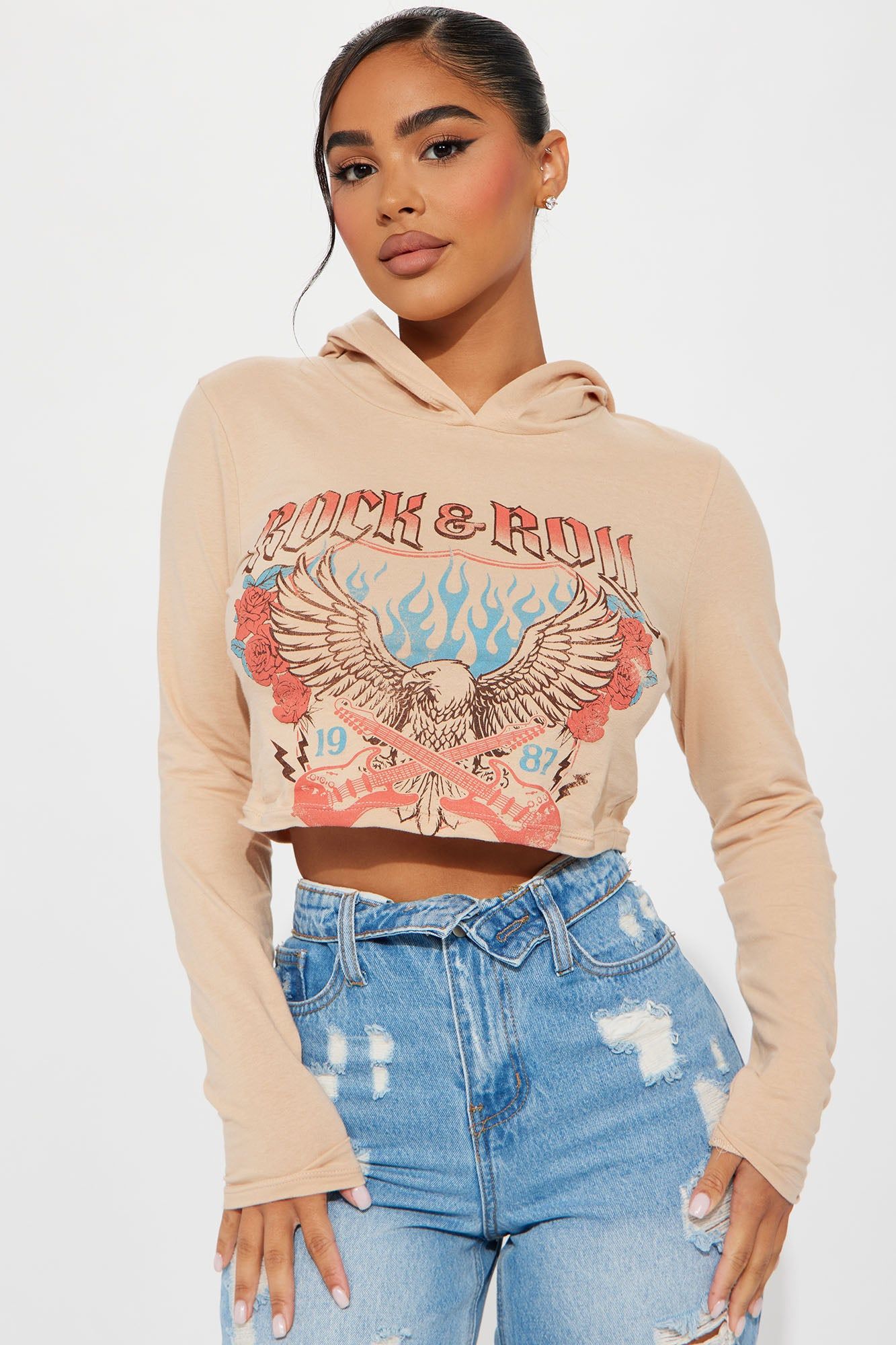Rock N Roll Soul Graphic Tee - Sand sold by Fashion Nova