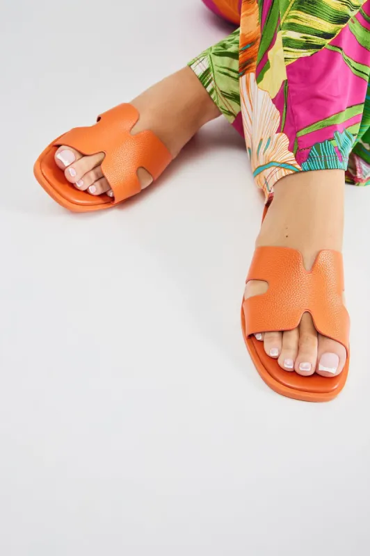 Cutting Ties Flat Sandals - Orange sold by Fashion Nova
