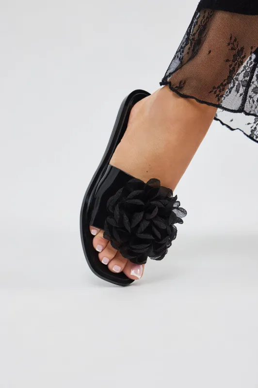 Pretty Lovely Floral Sandals - Black sold by Fashion Nova