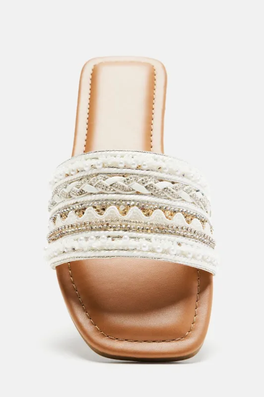 Coast To Coast Flat Sandals - Silver sold by Fashion Nova