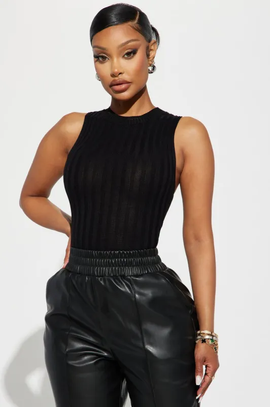 Only If Your Serious Sweater Top - Black sold by Fashion Nova