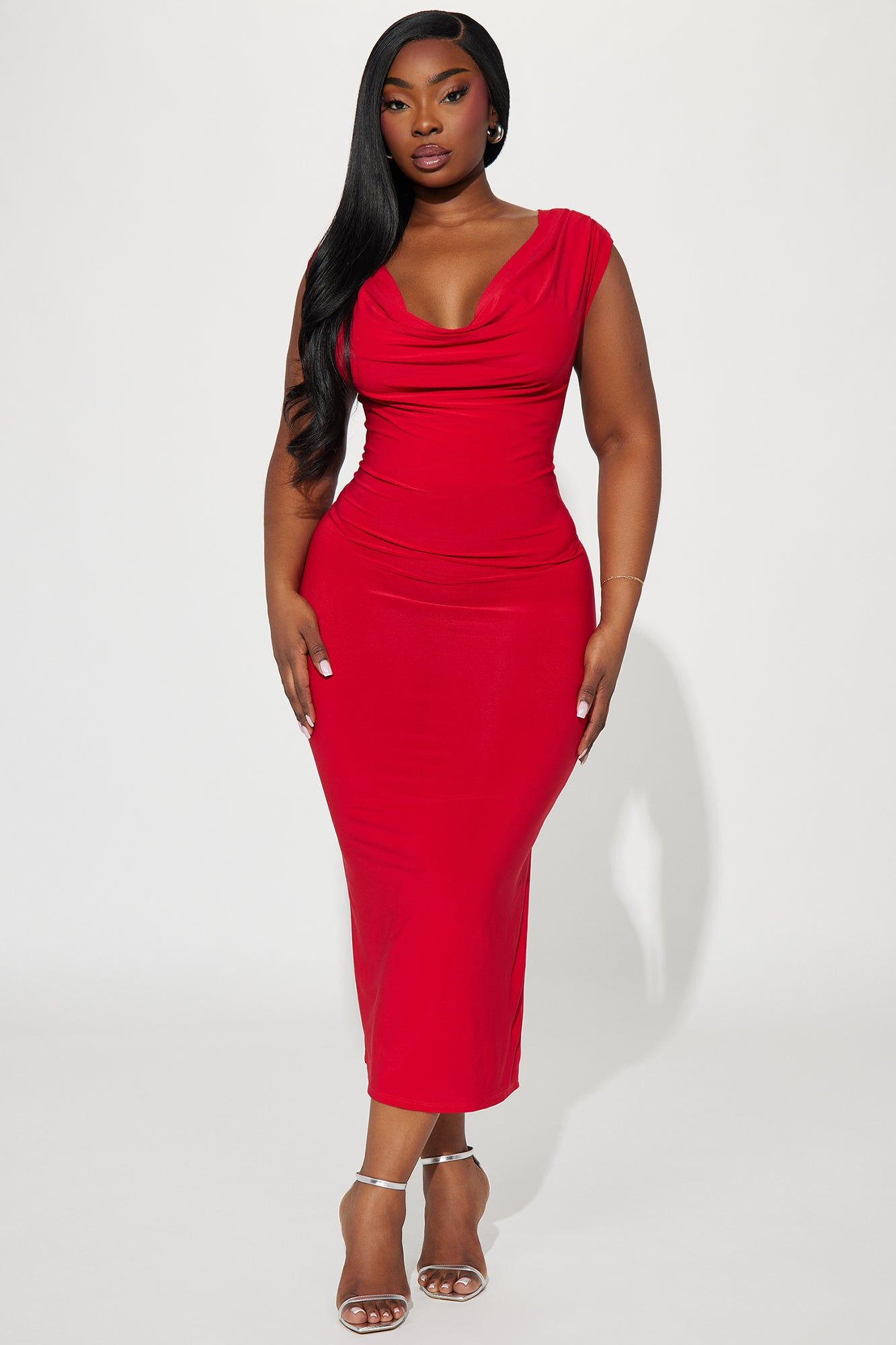 Amara Ruched Midi Dress - Red sold by Fashion Nova product image thumbnail 4
