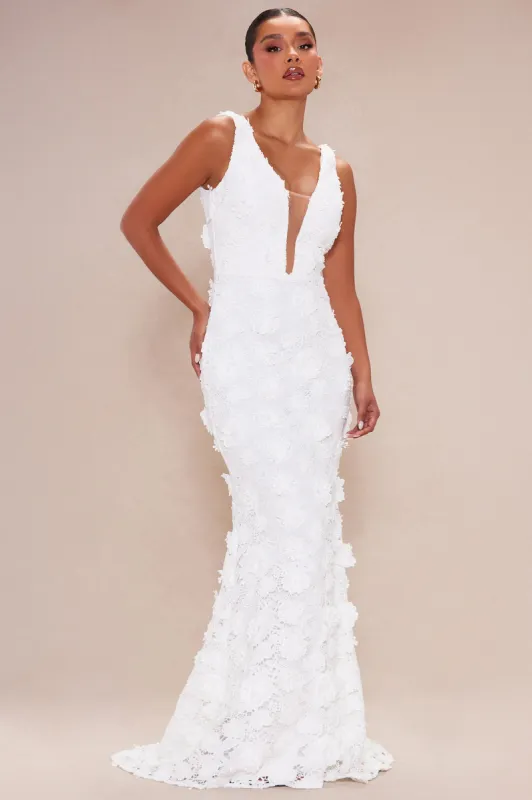Charlotte Floral Gown - White sold by Fashion Nova