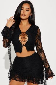 Never Basic Lace Skirt Set - Black sold by Fashion Nova