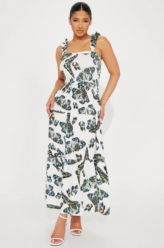 Lily Butterfly Maxi Dress - Blue/combo sold by Fashion Nova