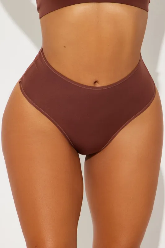 Light As A Feather Microfiber High Cut Thong Panty - Chocolate sold by Fashion Nova