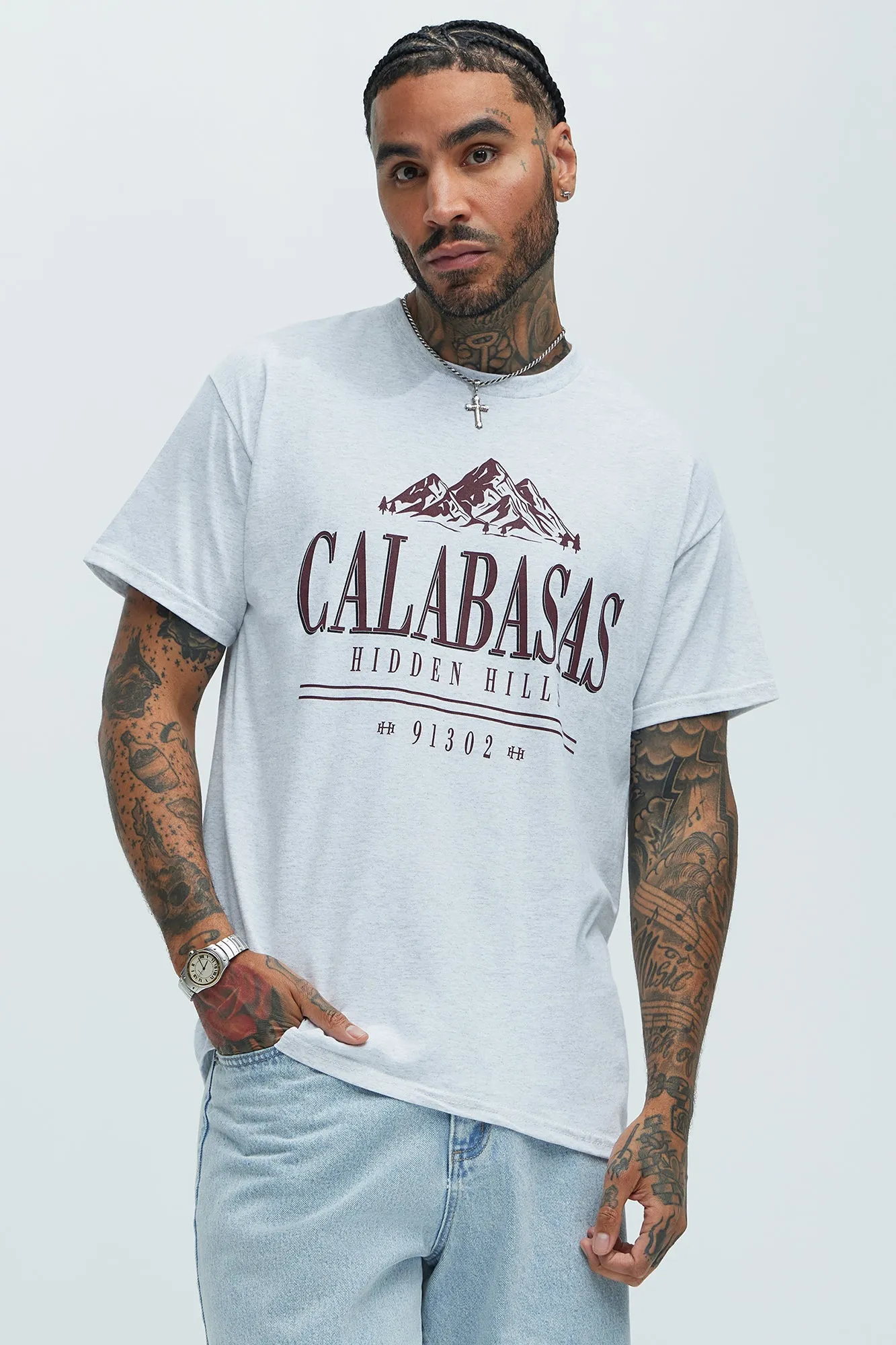 Calabasas Hidden Hills Short Sleeve Tee - Grey sold by Fashion Nova
